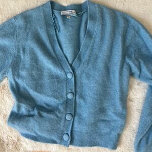 & Other Stories Cardigan Sweater Wool Blend Button Front Powder Blue